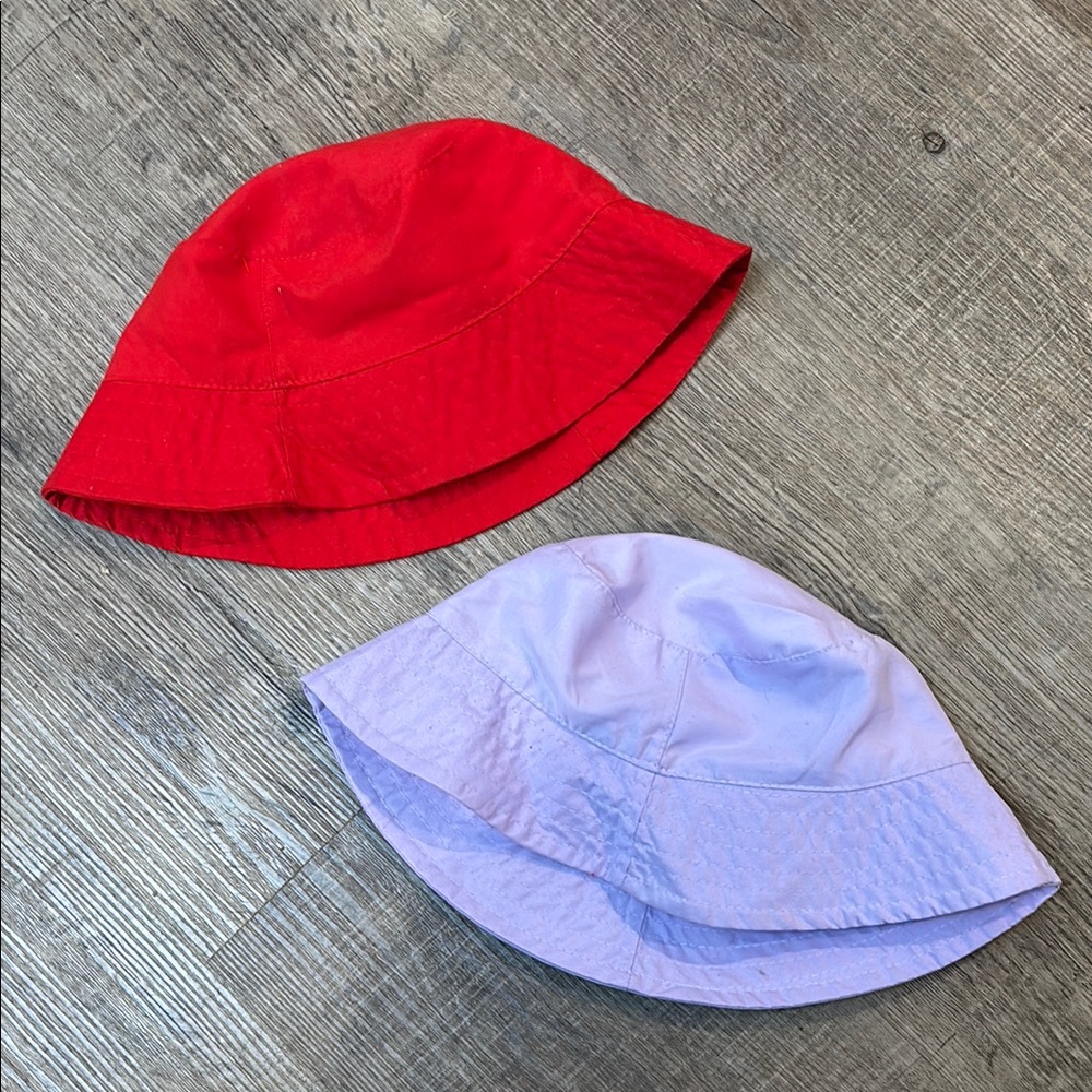 Kids Red and Purple Bucket Hat Set